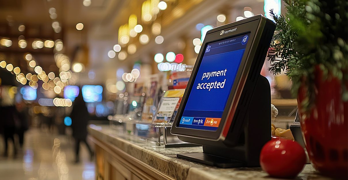 computer screen with "payment accepted"